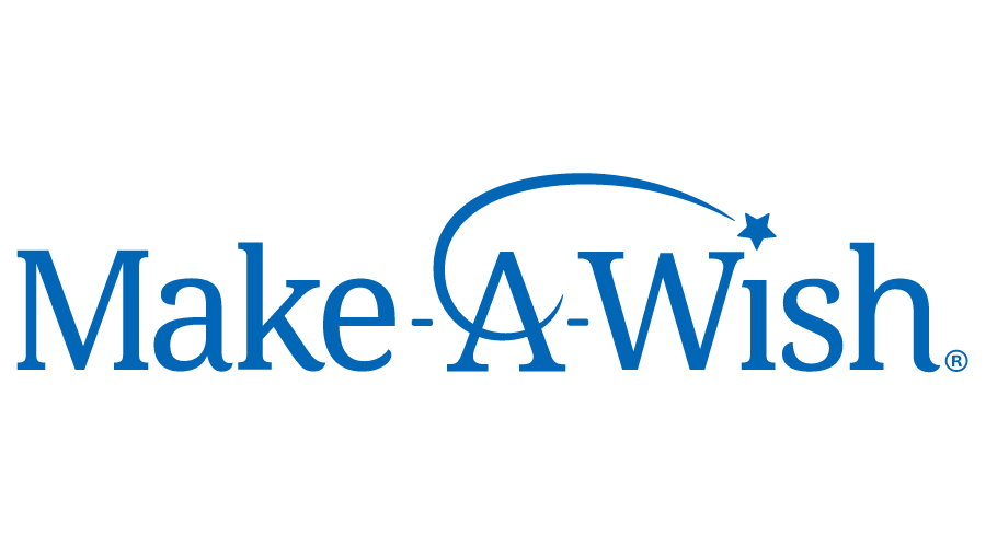The make a wish logo is blue and has a star on it.