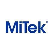 The mitek logo is blue and white on a white background.