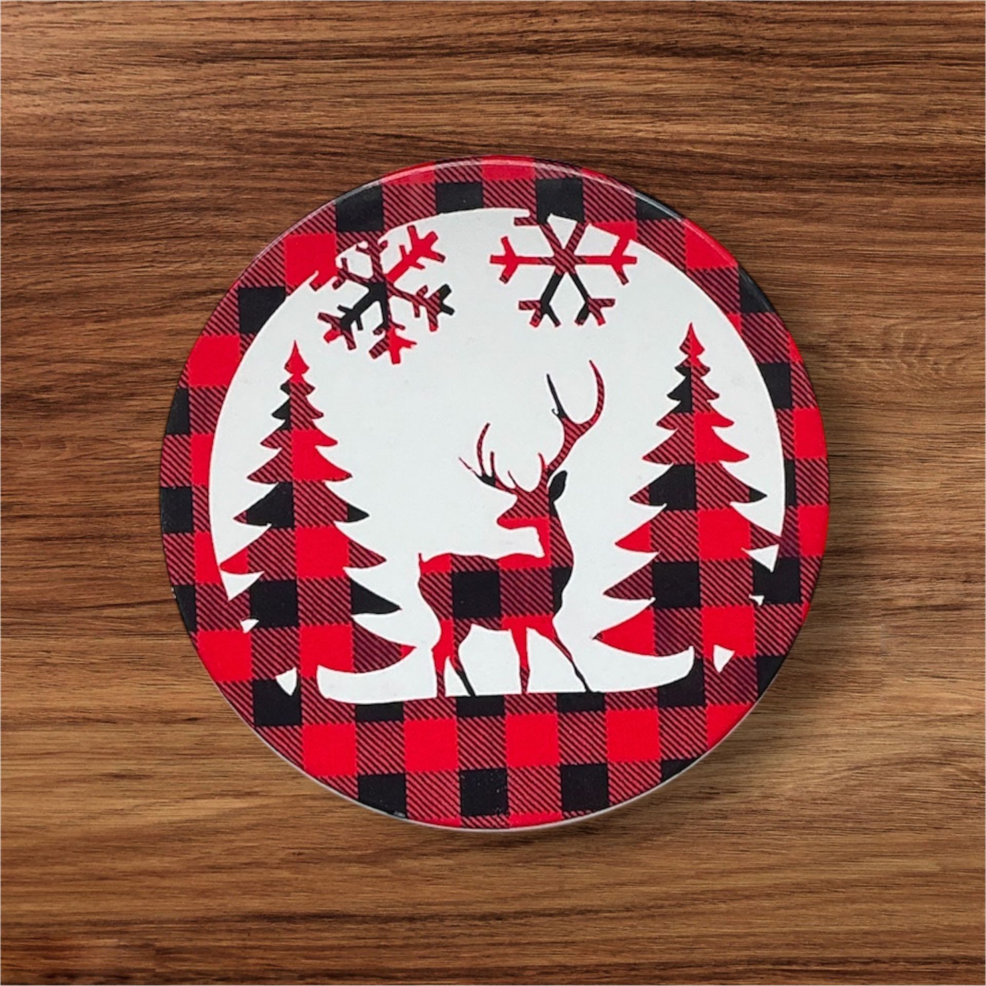 Buffalo Plaid Winter Deer