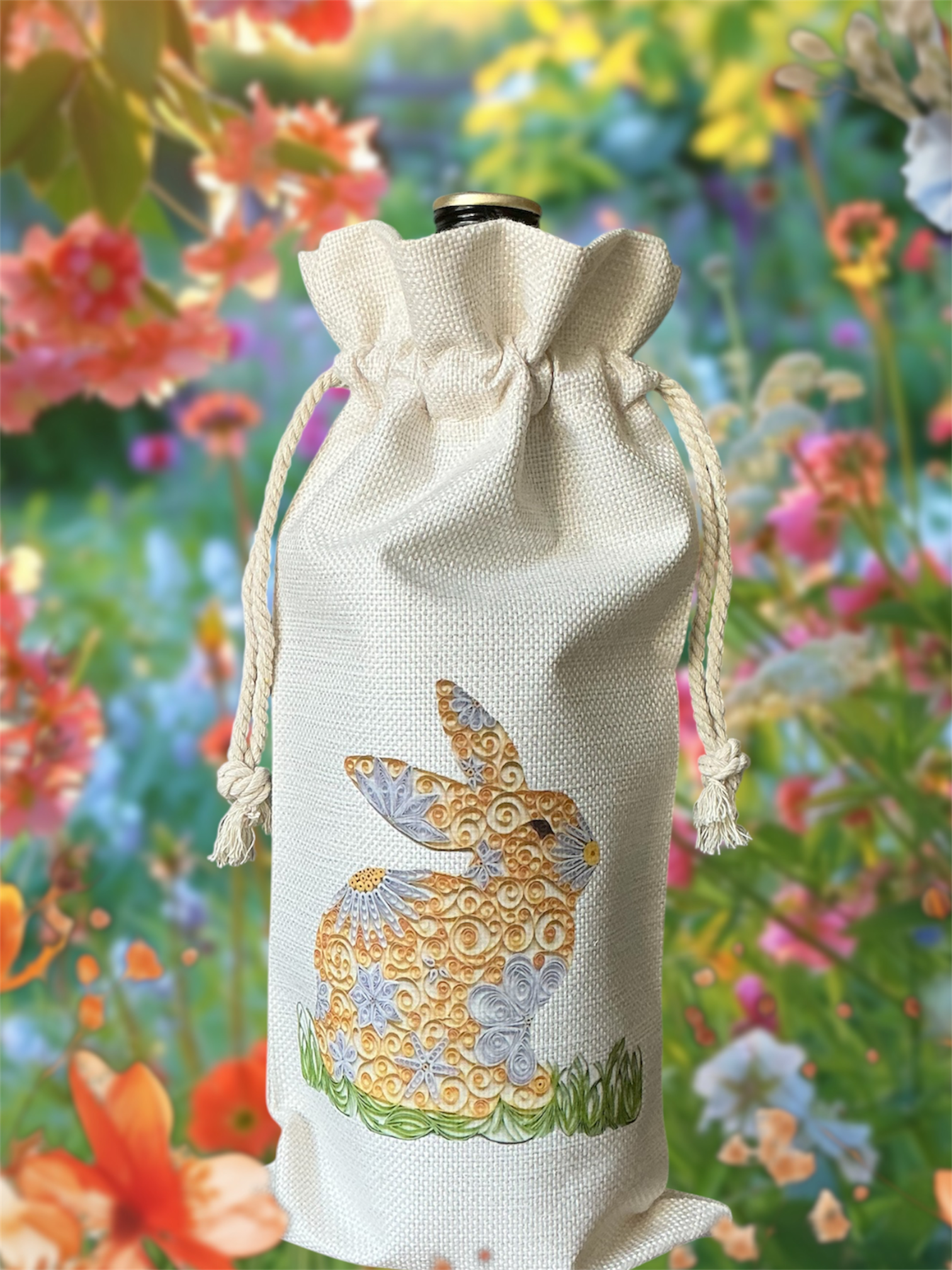 Yellow Bunny Wine Bag