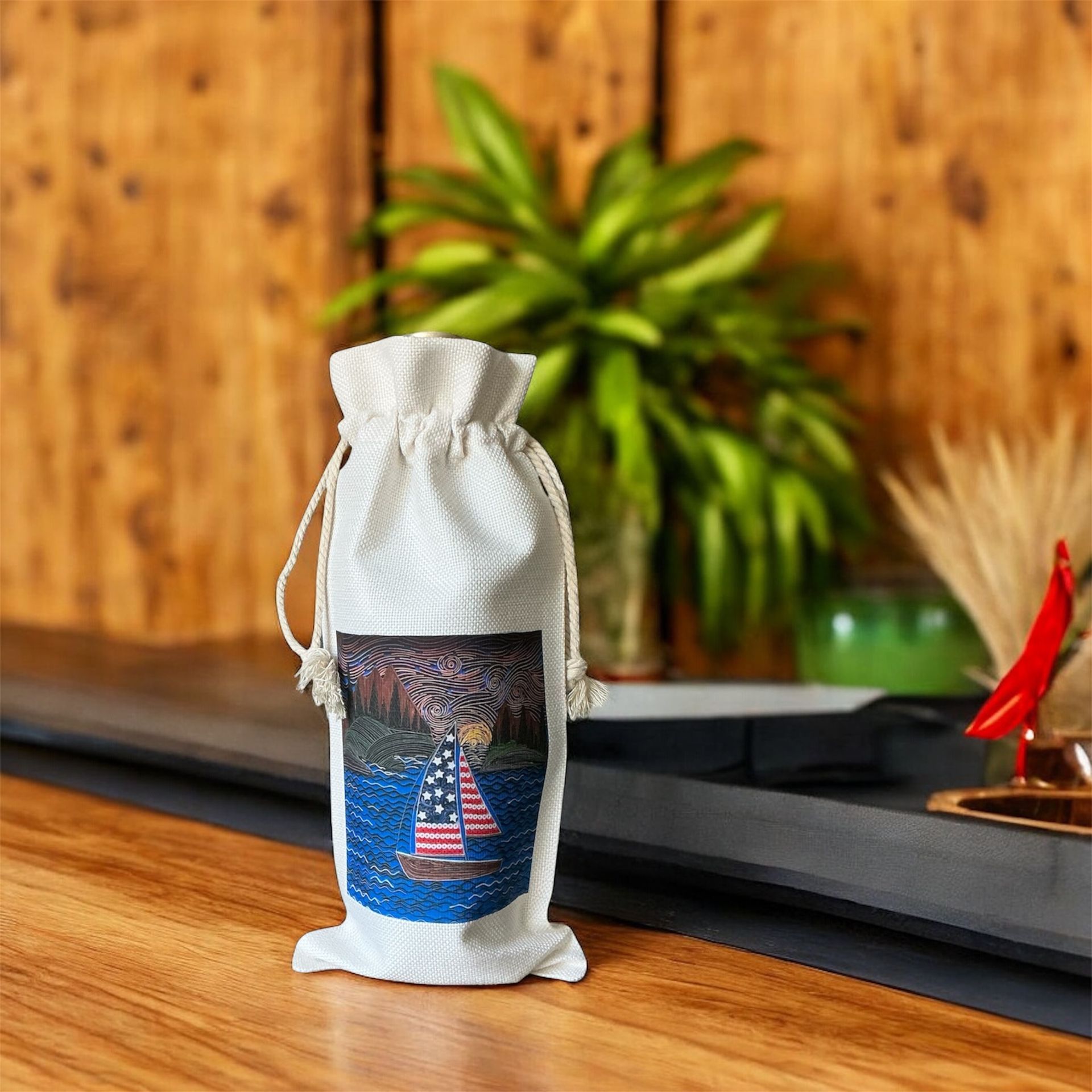 July 4th Sailboat Wine Bag