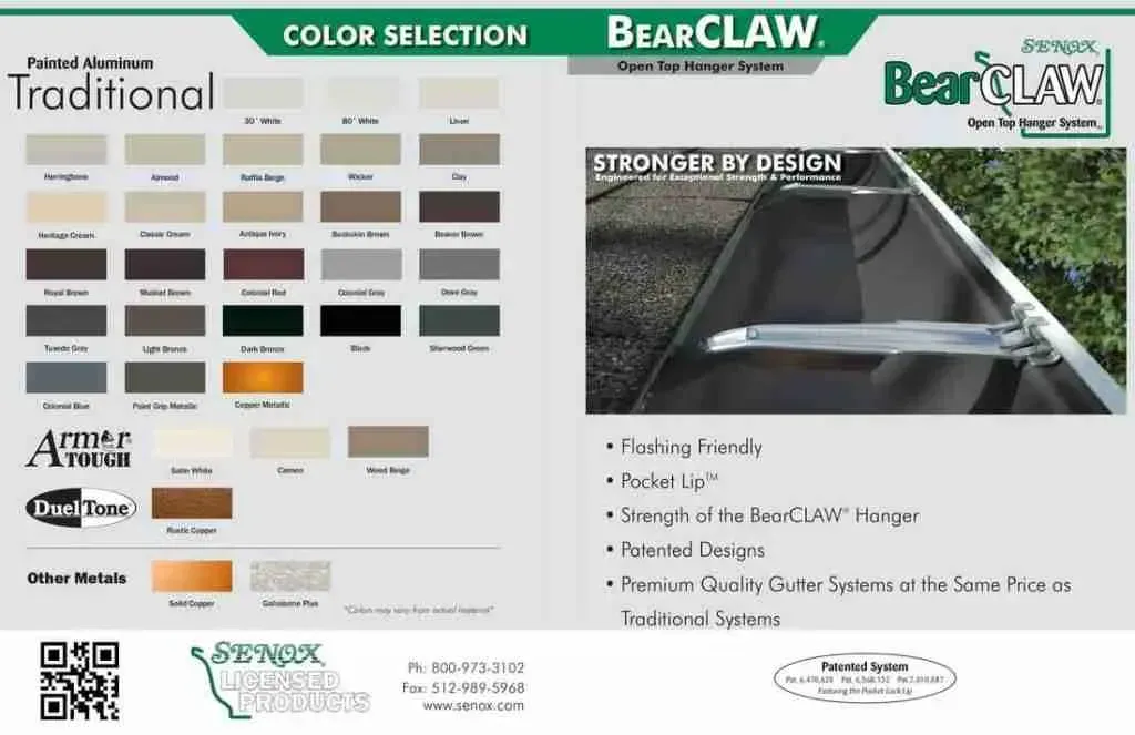 A brochure for bearclaw shows a variety of colors