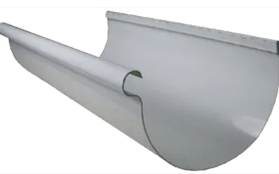 A close up of a white gutter on a white background.