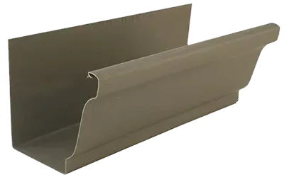 A close up of a gutter on a white background.
