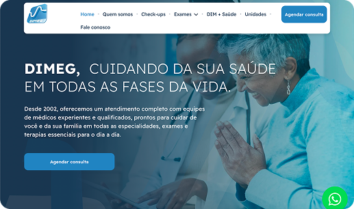 DIMEG website homepage: Doctor with patient,