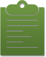 silhouette of green clipboard with lines on it on a white background .