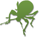 silhouette of a green silhouette of a bug on a white background