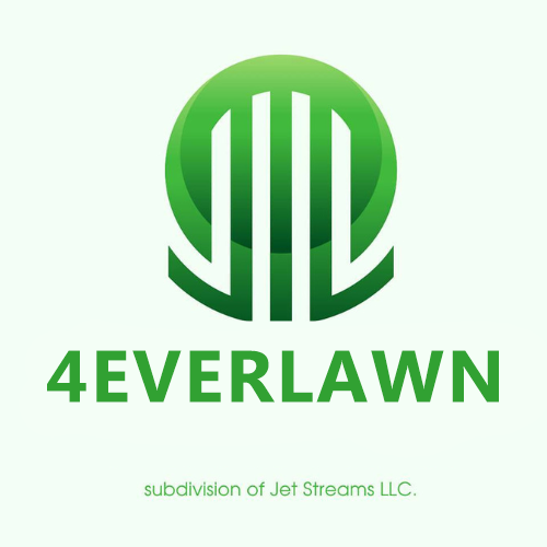 Green 4EVERLAWN logo with stylized lawn emblem and small text &ldquo;subdivision of Jet Streams LLC.&rdquo;