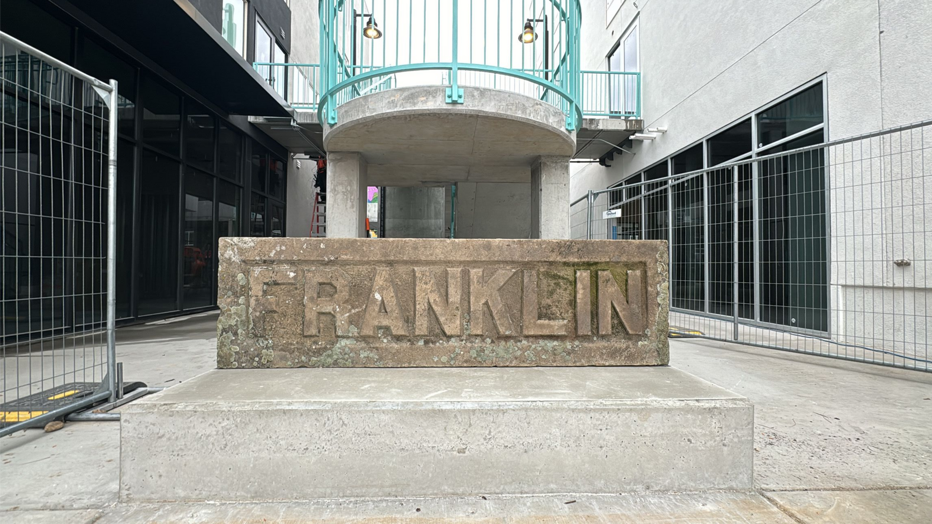 Stone sign with 