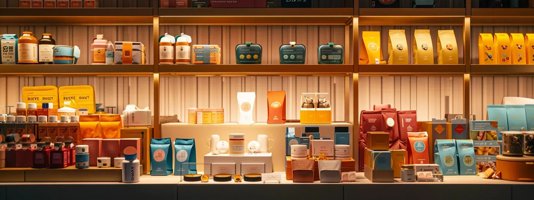 A store shelf filled with lots of different types of products.