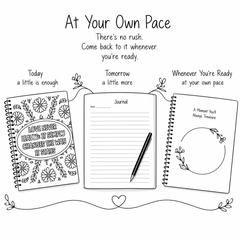 Coloring Through Grief hardcover book with floral cover art