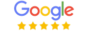 A google logo with five stars on it.