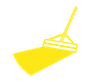 A yellow icon of a mop on a white background.
