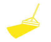 A yellow icon of a mop on a white background.