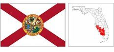 The flag of florida is shown next to a map of the state.