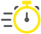 A yellow stopwatch with three lines around it on a white background.