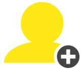 A yellow person with a black plus sign next to it.