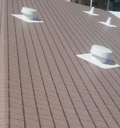 A roof with a lot of vents on it