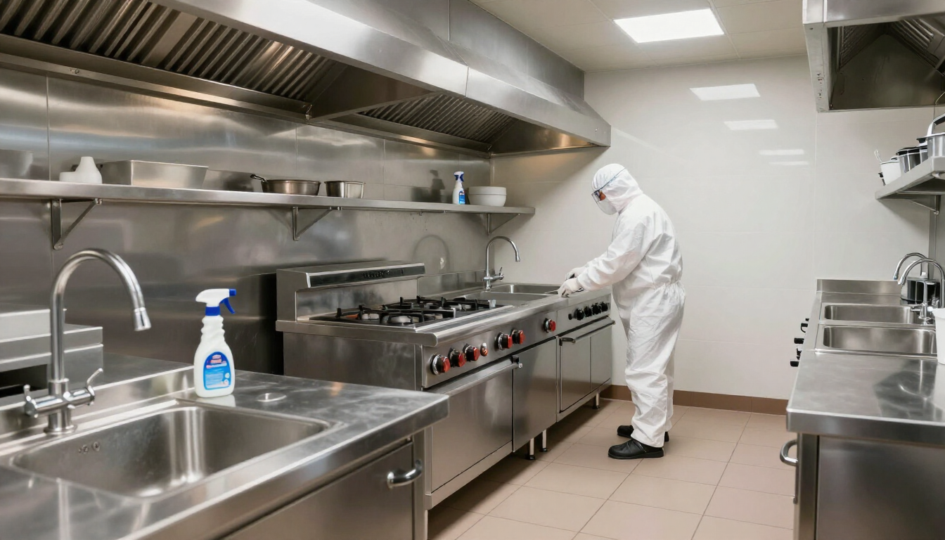Fumigación profesional en cocina de restaurante