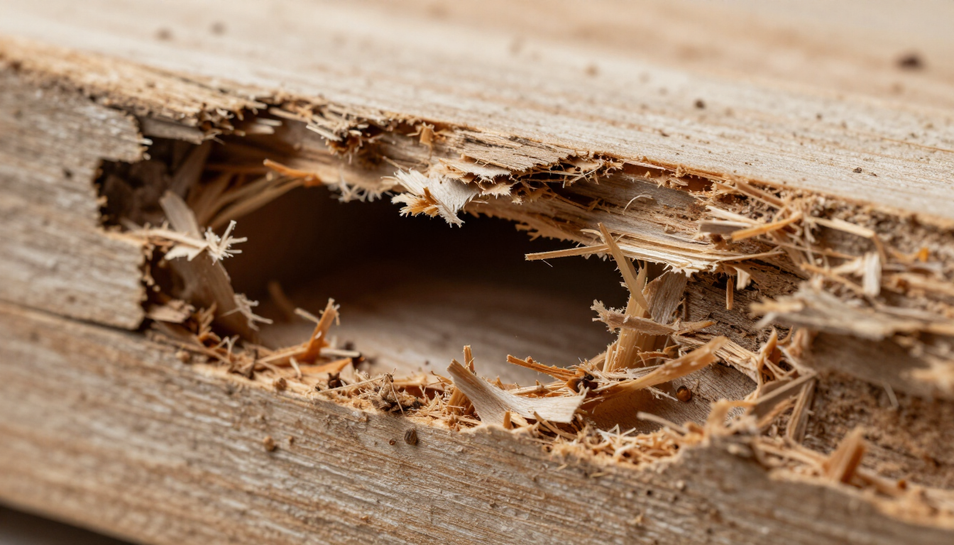 Estructura de madera dañada por termitas