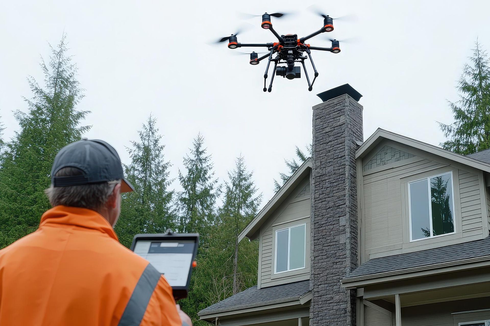 drone inspecting roof for visible damage