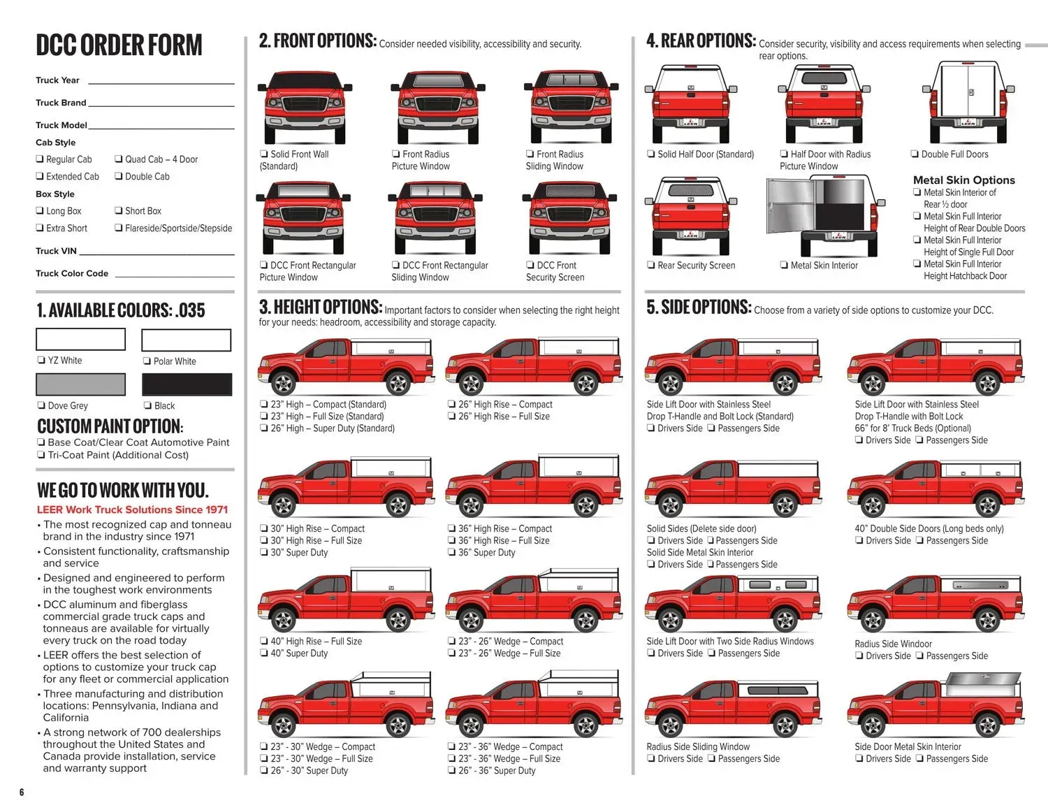 DCC Order Form — Ogden, UT — Sam T Evans Pickup Cover & Trailer Sales