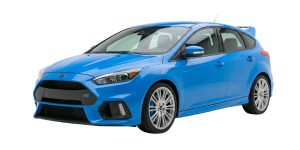 Blue Ford hatchback