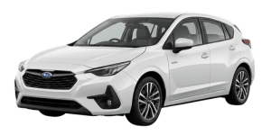 White Subaru hatchback