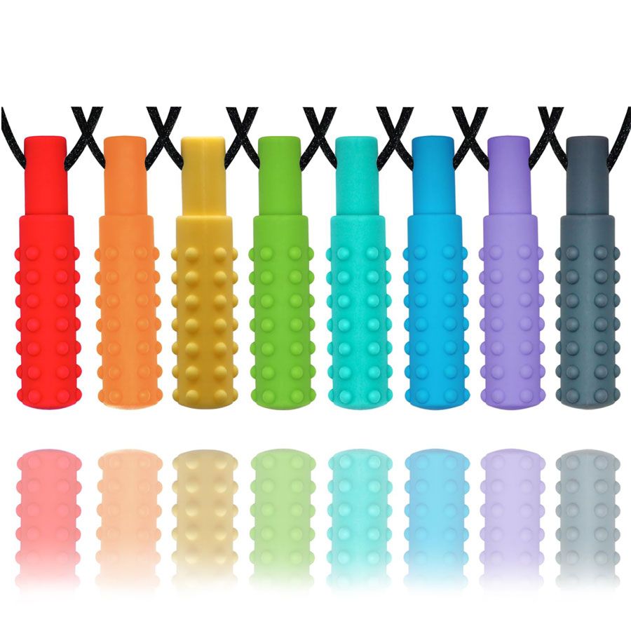 Fidget sensory chew toy necklace for kids and toddlers with autism or sensory processing disorder - great for Christmas or birthday gift