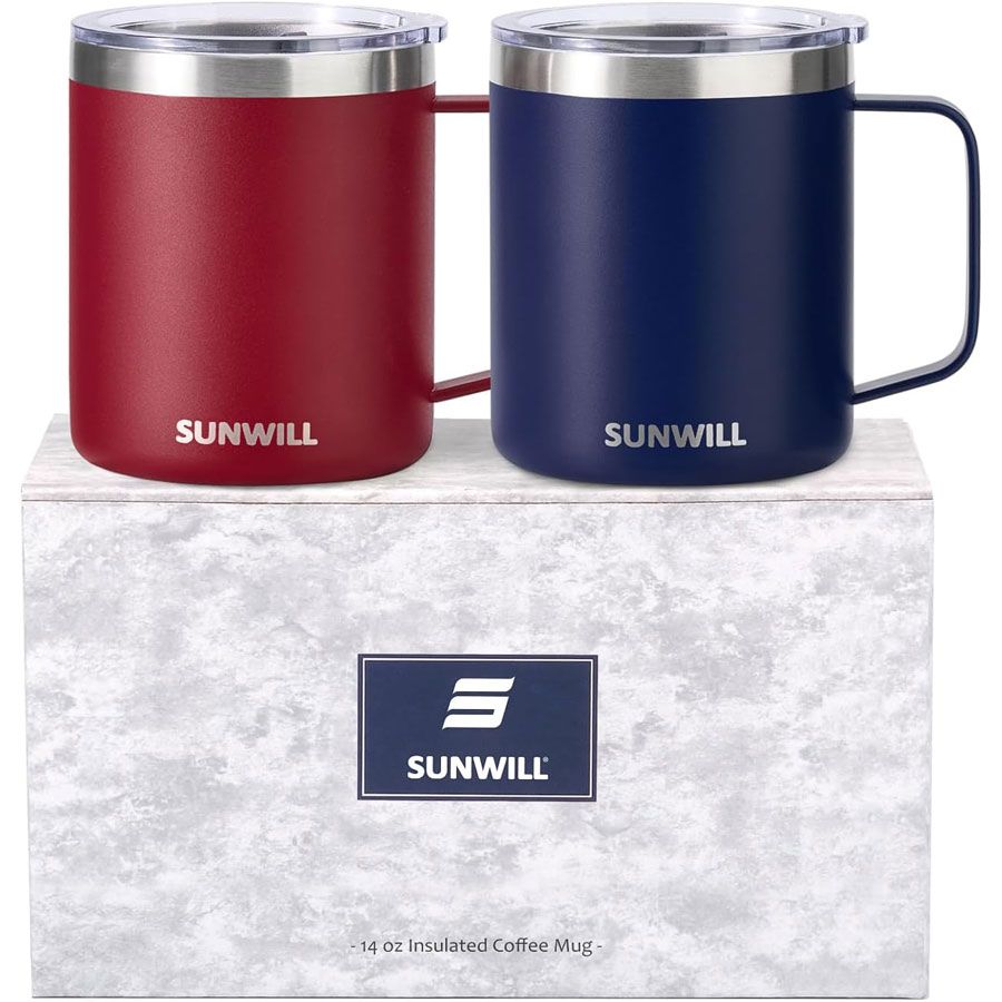 Camping insulated coffee mug set of 2 for holiday gift for couples who love to be outdoors and to camp
