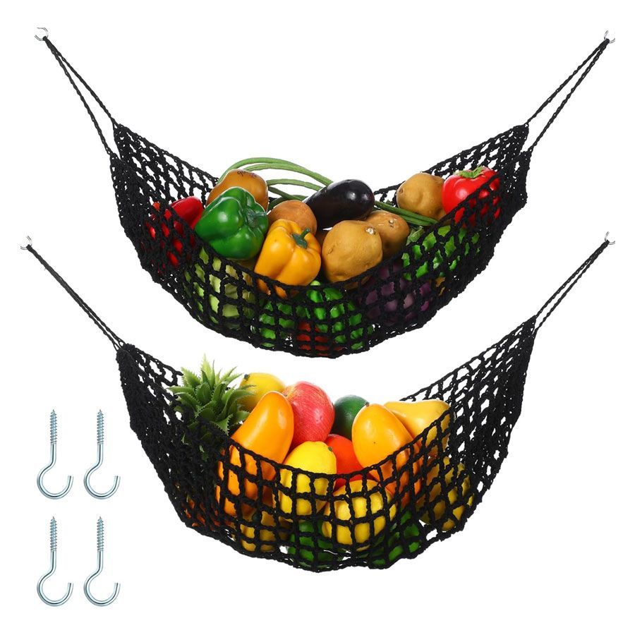 under cabinet fruit hammock basket perfect for those new to RV travel trailer camping and camper small space kitchens