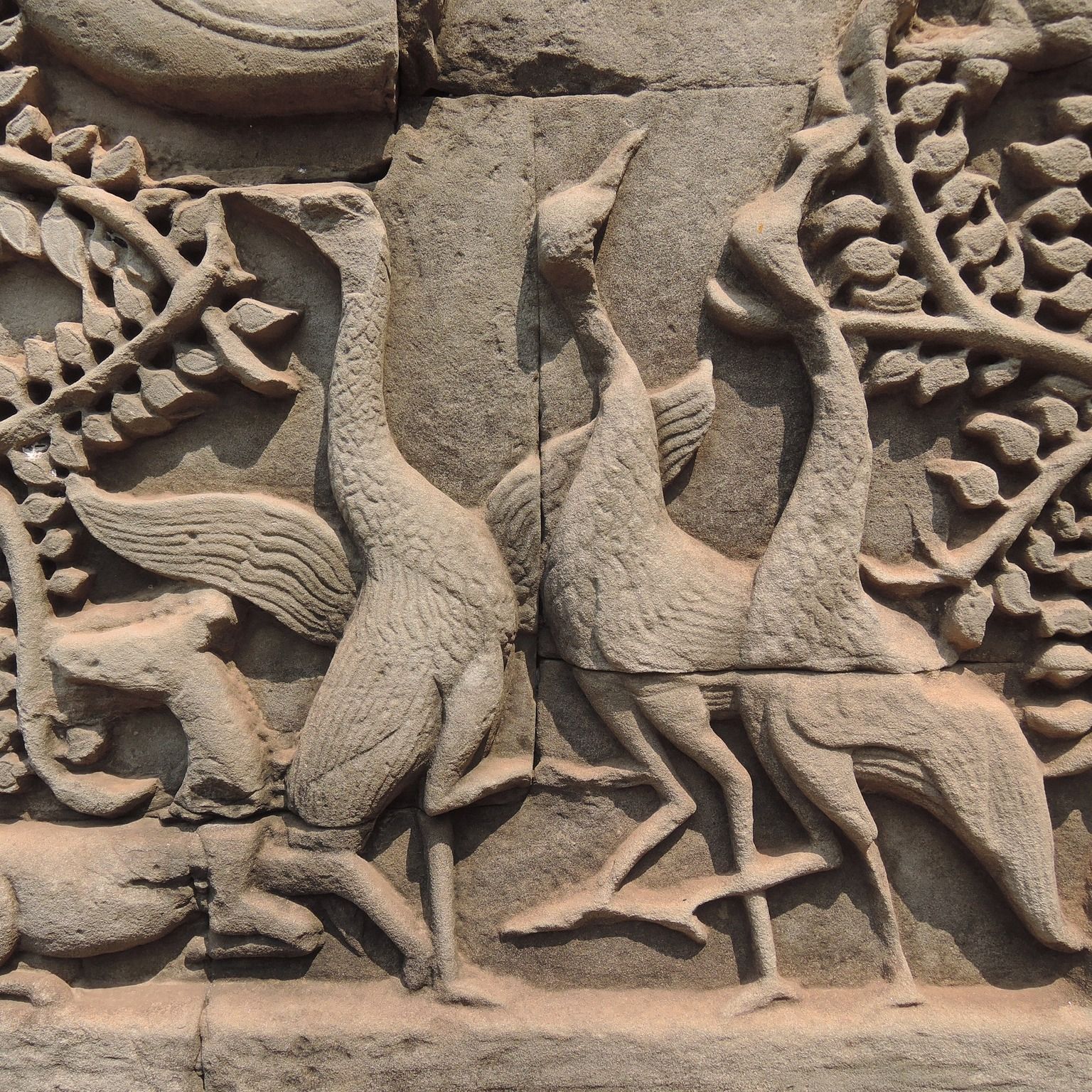 saurus crane in cambodia temple as logo of kriel lodge