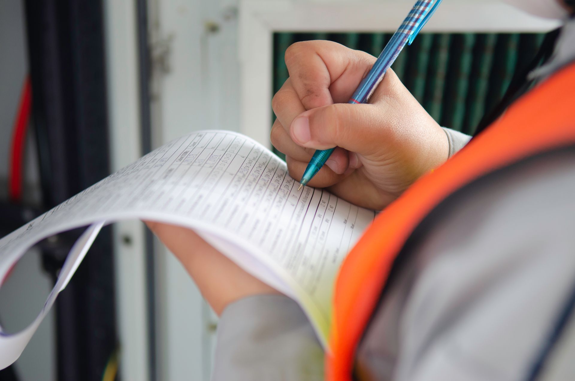 Home inspector going through a checklist