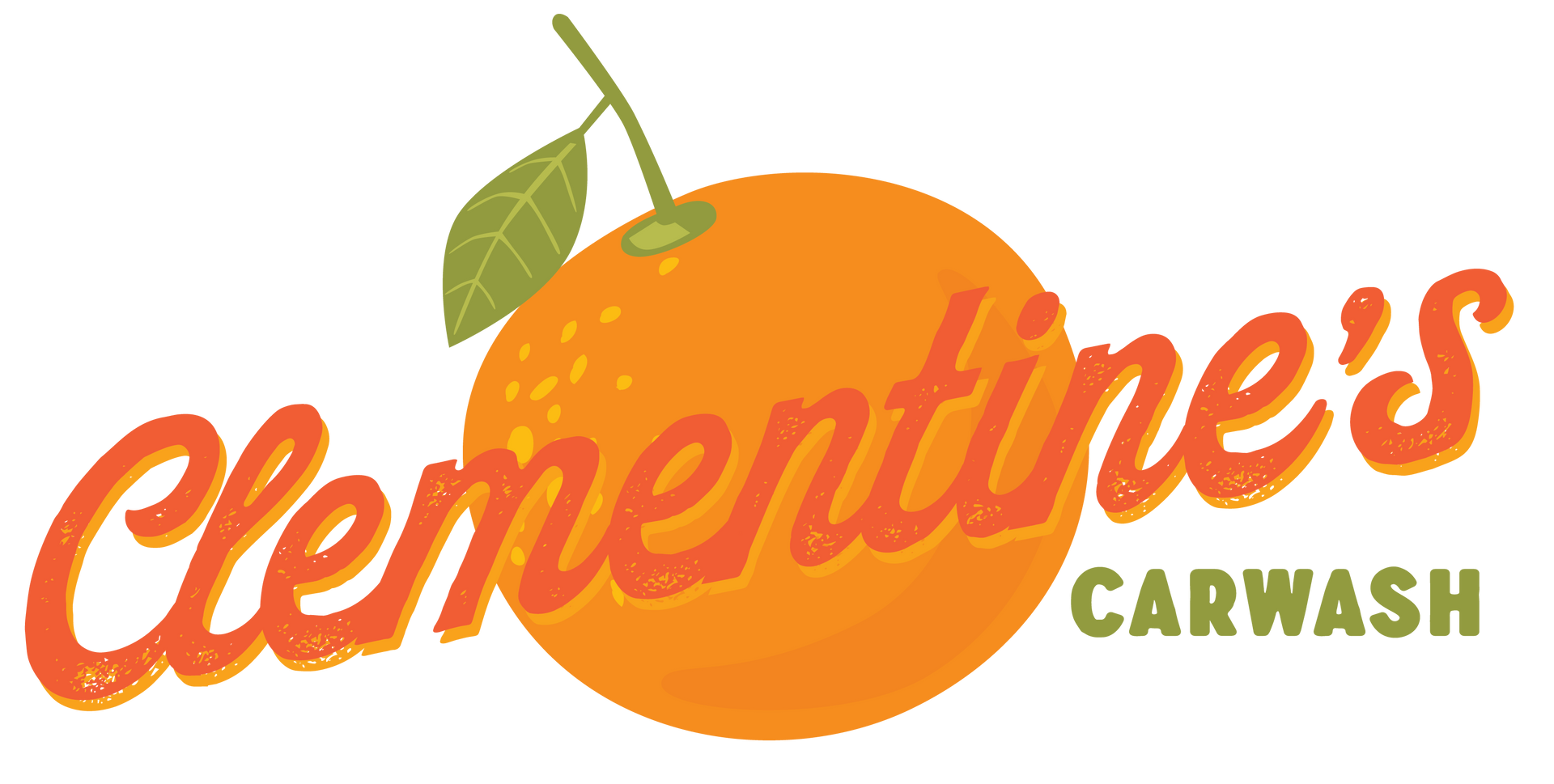 Clementine car wash logo white text from Thomas 2 wash locations La Grange, Buechel Rd. Louisville Kentucky . Ttouchfree
