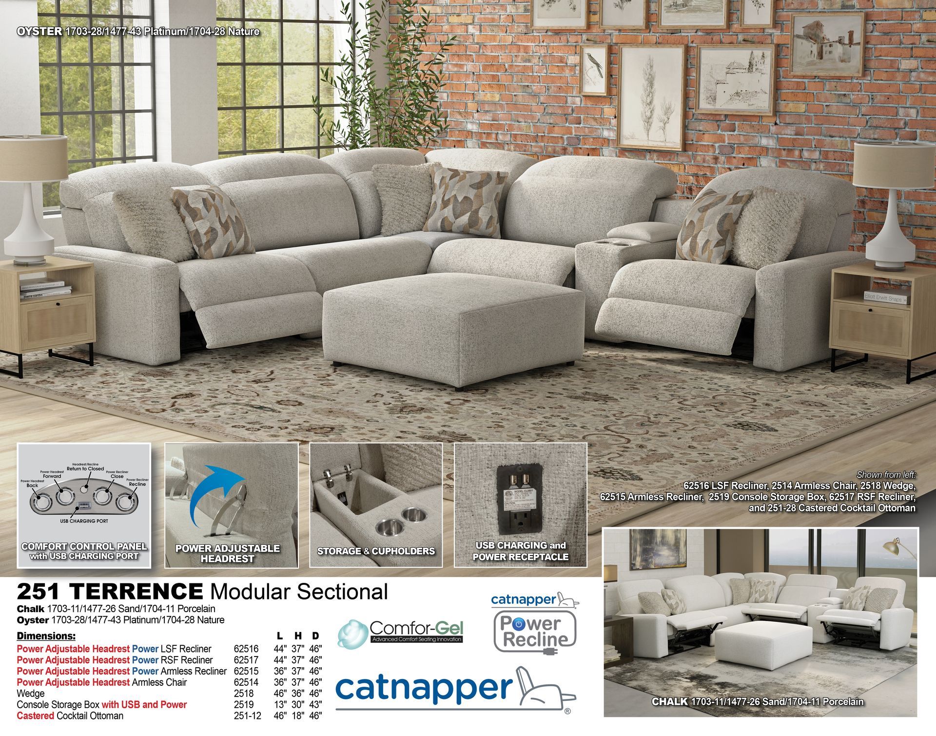 Modular sectional sofa with matching ottoman in a living room setting, showcasing features.