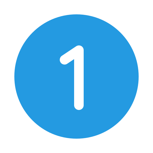 The number one is in a blue circle on a white background.