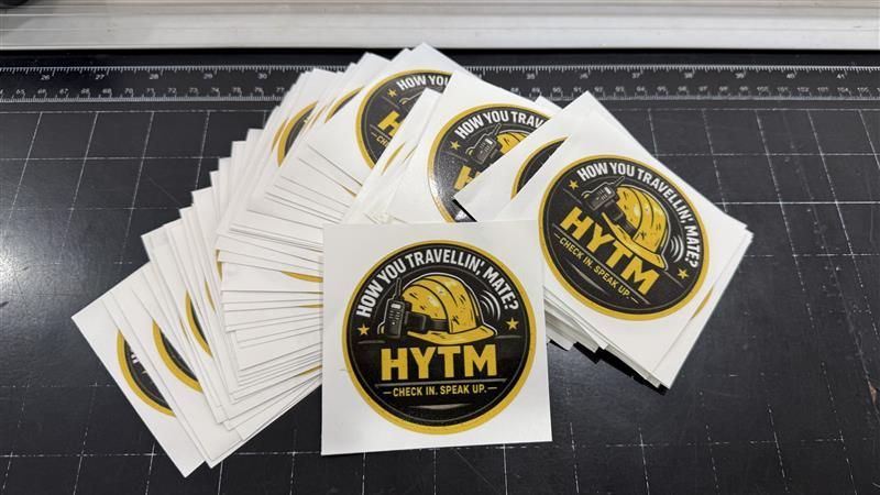 Stack of Black-and-gold HYTM Circular Stickers — That Printed Vinyl Place in Heatley, QLD