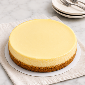 Plain cheesecake on a white plate atop a white cloth table setting.