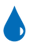 A blue drop of water on a white background.