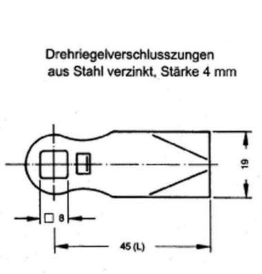 Eine schwarz-weisse Zeichnung einer Schraube mit Massangaben