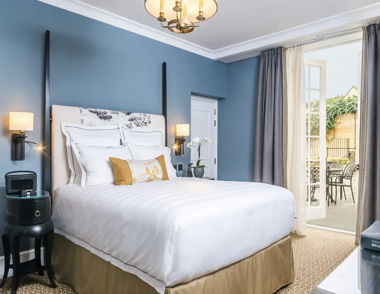 Luxury bedroom at The Gainsborough Bath Spa