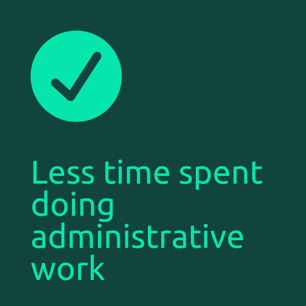 less time spent doing admin work
