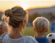 parent and son watching soccer