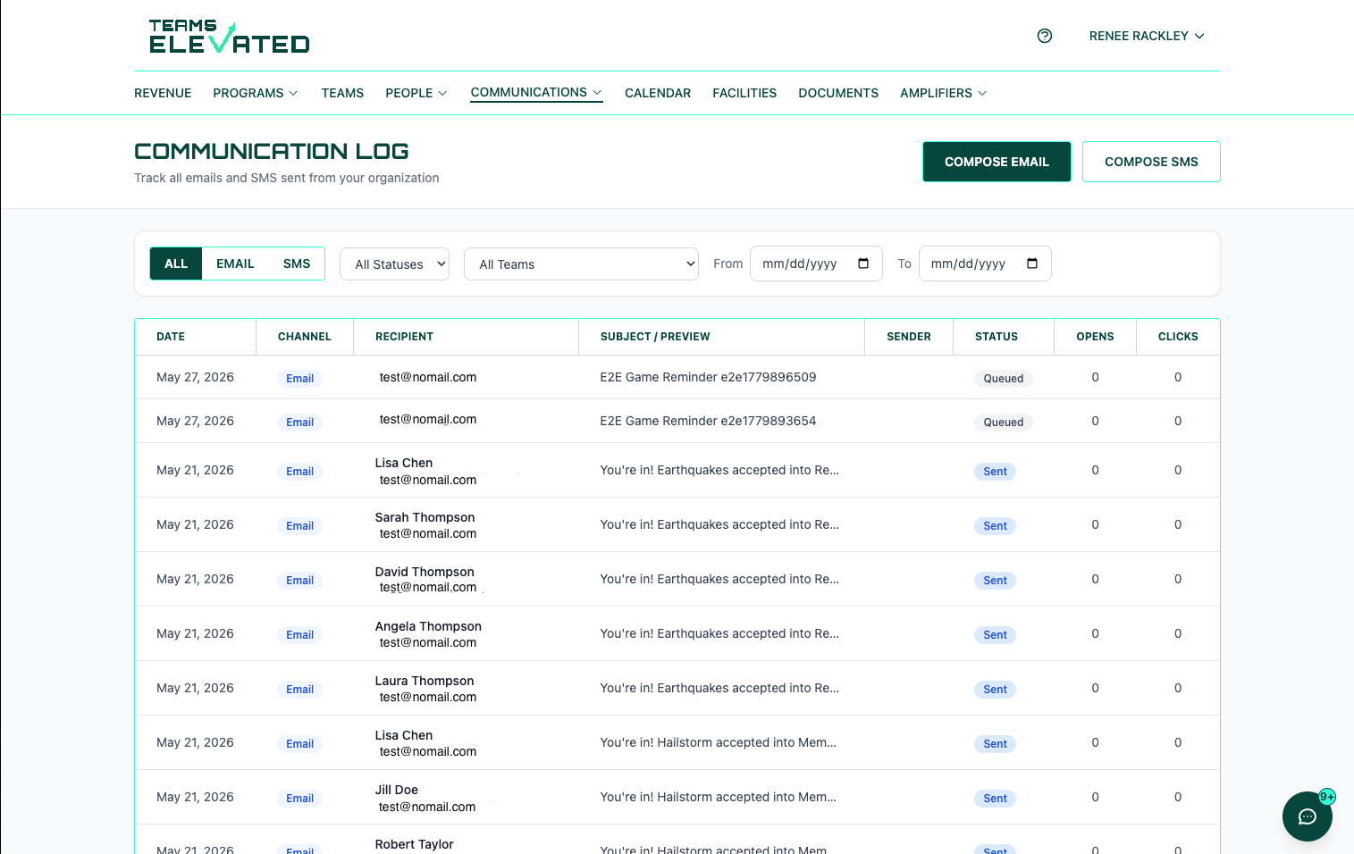 communications screenshot