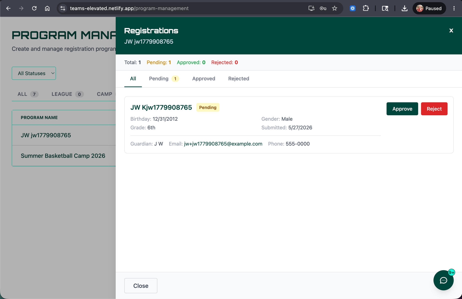 screenshot of TE