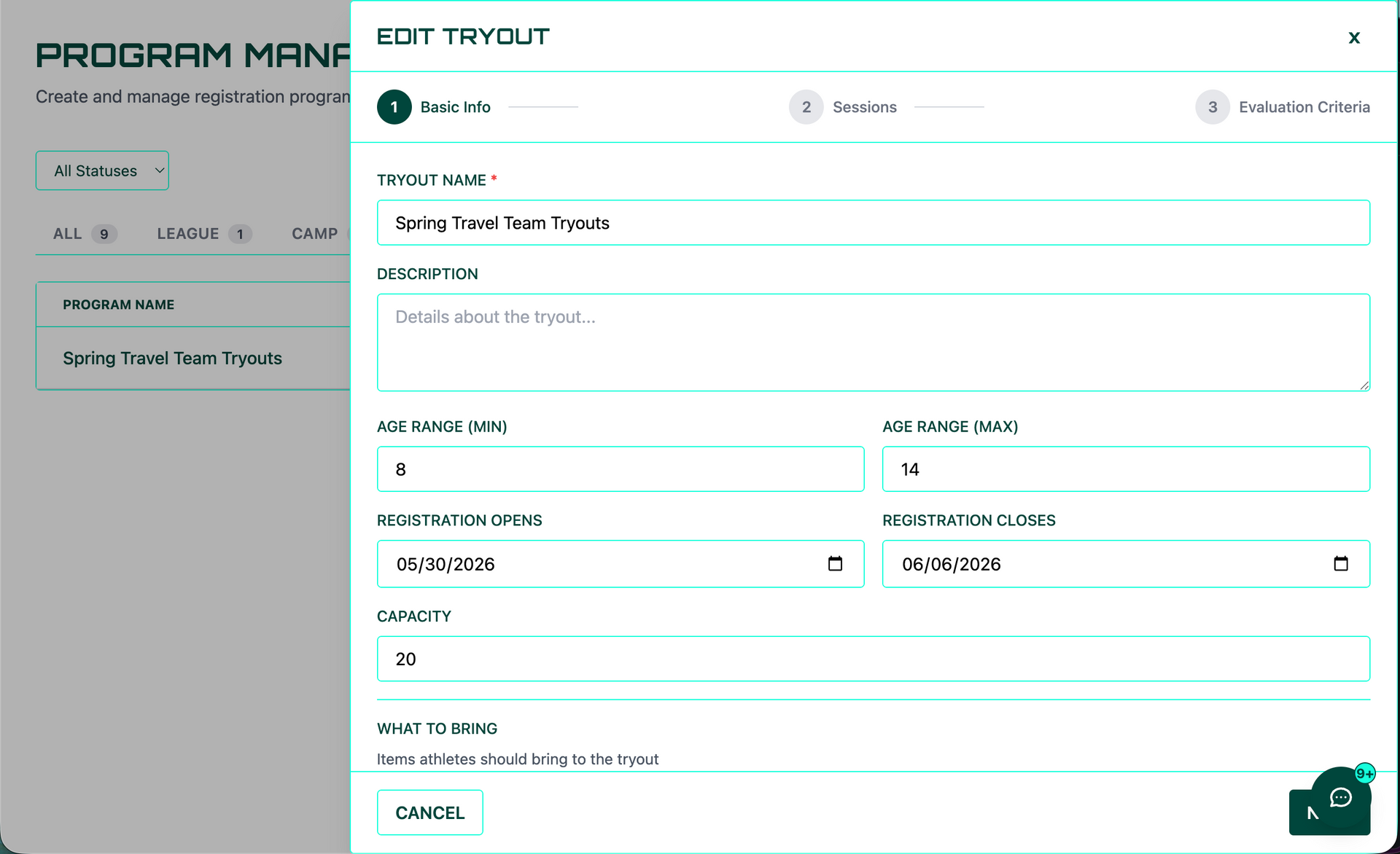 screenshot of TE