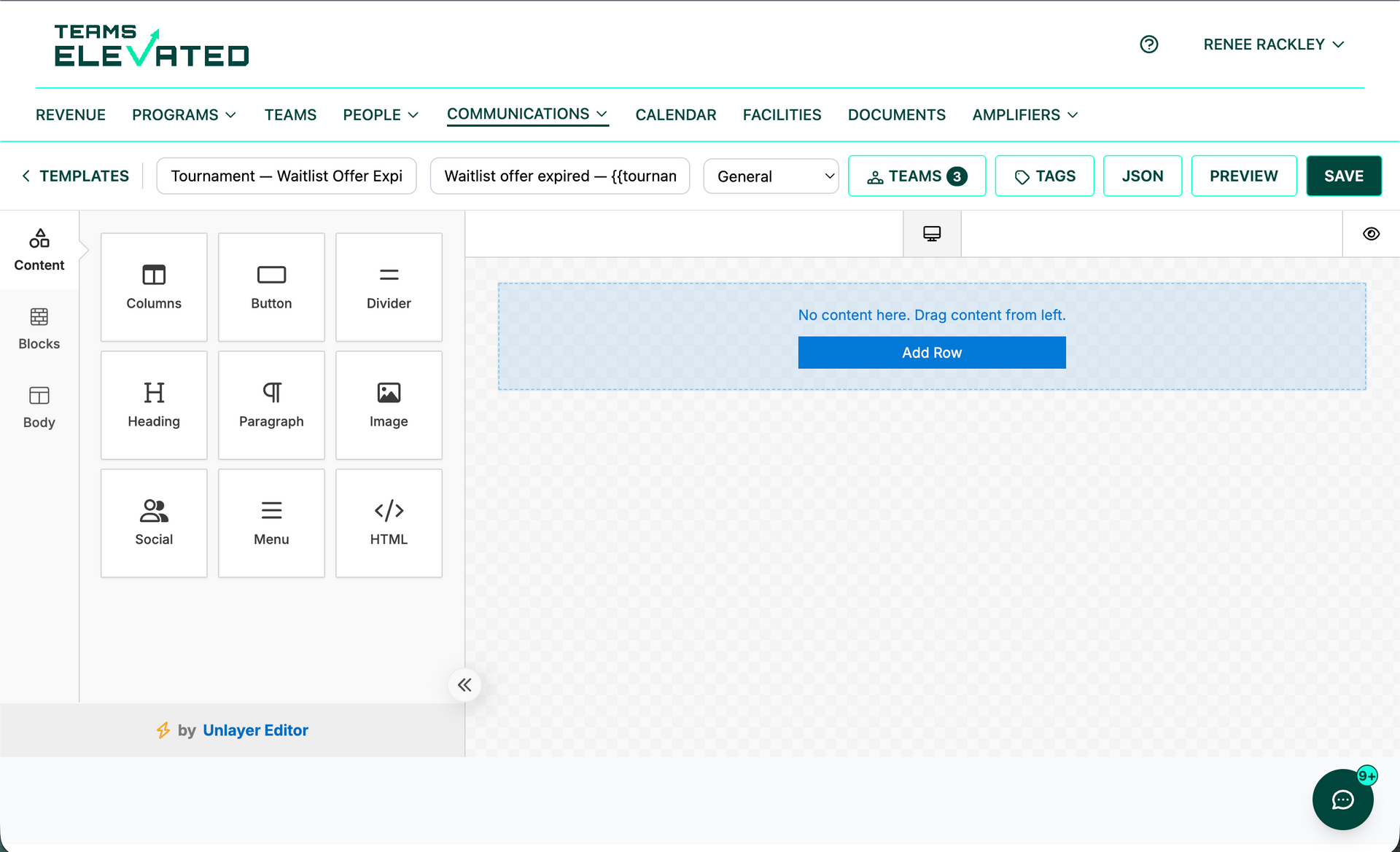 Team Management Screenshot