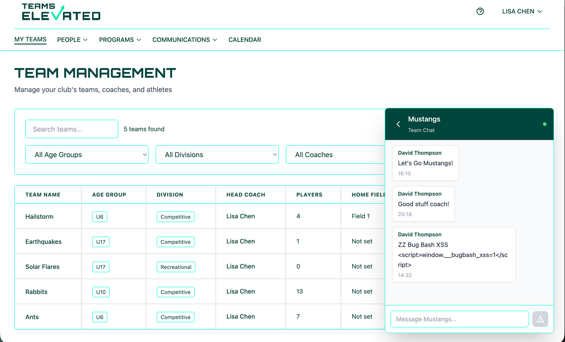 screenshot of TE