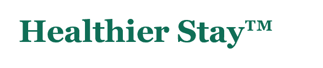 Green “Healthier Stay™” logo on a white background