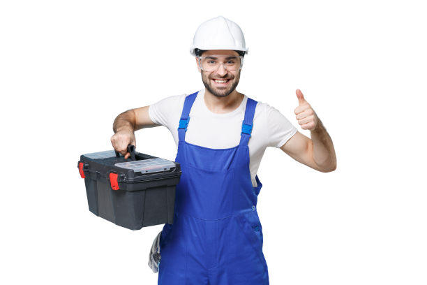 Happy Man Holding Toolbox